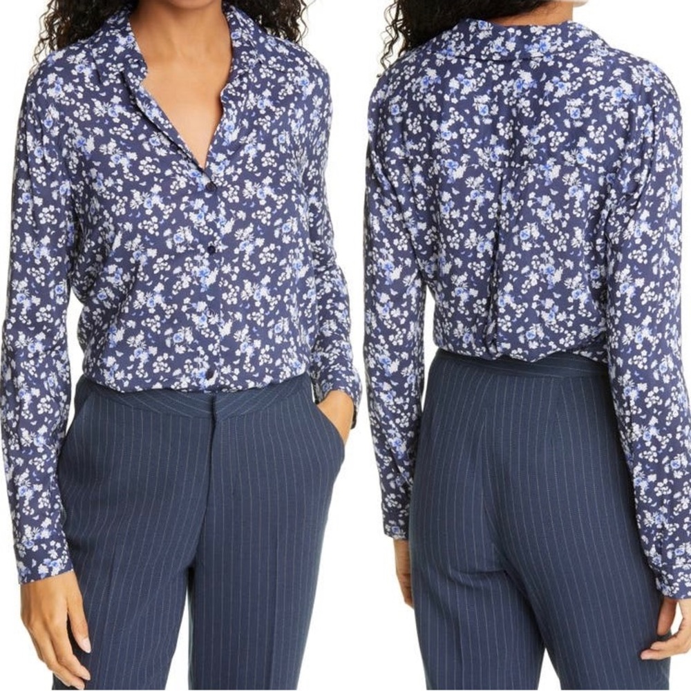 L’AGENCE Holly Floral Button-Up Blouse